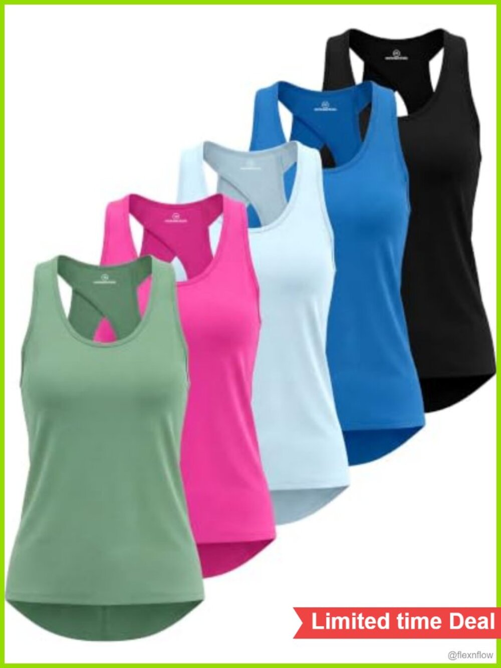 5 Pack Womens Tank Tops Open Back Workout Shirts Athletic Gym Yoga
